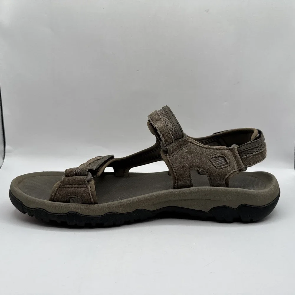 Teva Hudson Sandals Mens Sz 13 Suede Leather Green Gray 3 Adj  Straps Hiking‎